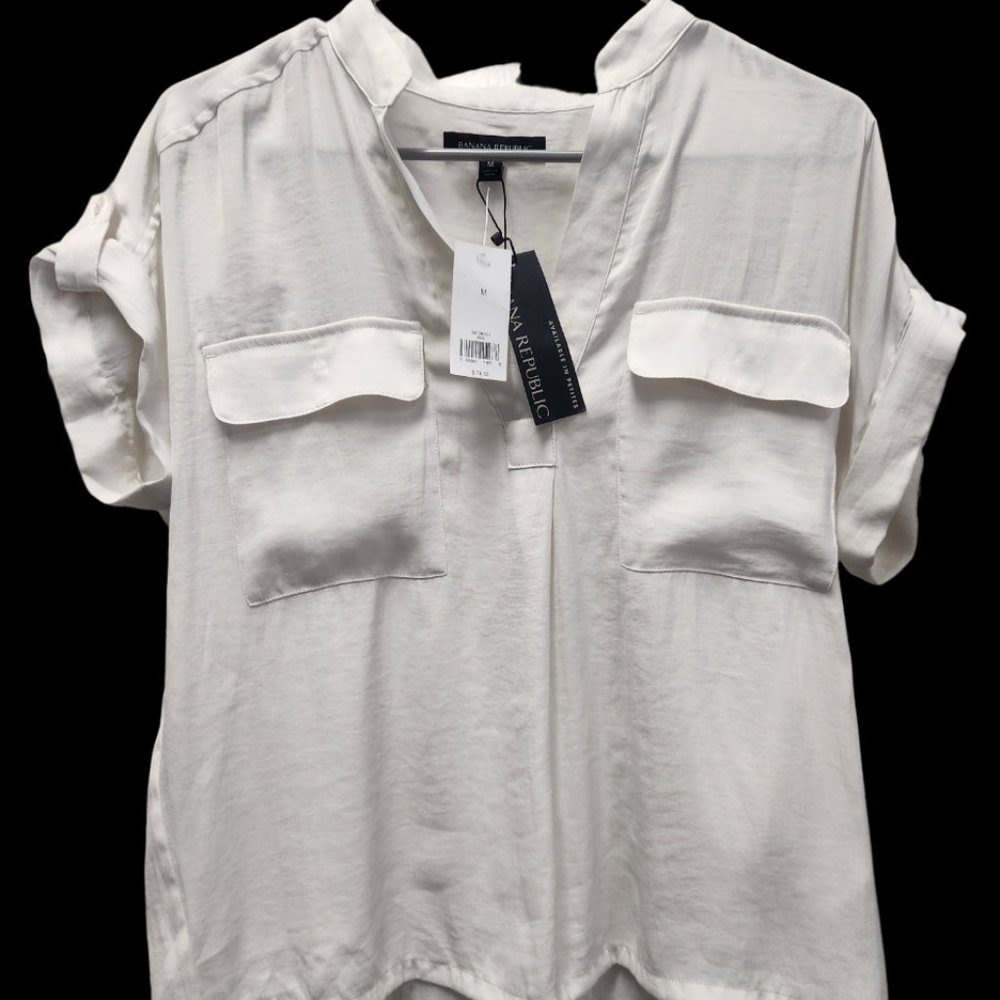 Banana Republic Popover Top Blouse Shirt White - Size Medium